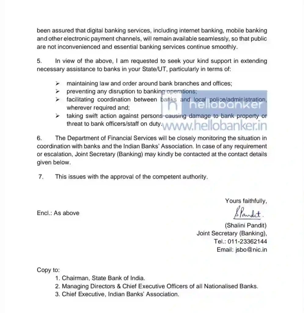 Finance Ministry writes Letter to State Secretaries on Bank Strike: Page 2