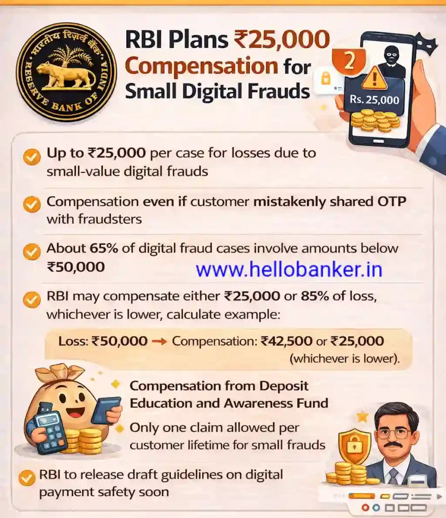 RBI Rs.25000 compensation to victims of Digital Fraud: Understand Details