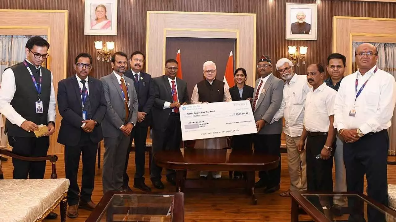 SBI Hyderabad donates Rs.53 Lakh to Armed Forces Flag Day Fund