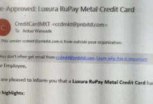 PNB employees received phishing email on their email address regarding Luxura Credit card