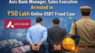 Axis Bank Manager, Sales Executive Arrested in ₹50 Lakh Online USDT Fraud Case