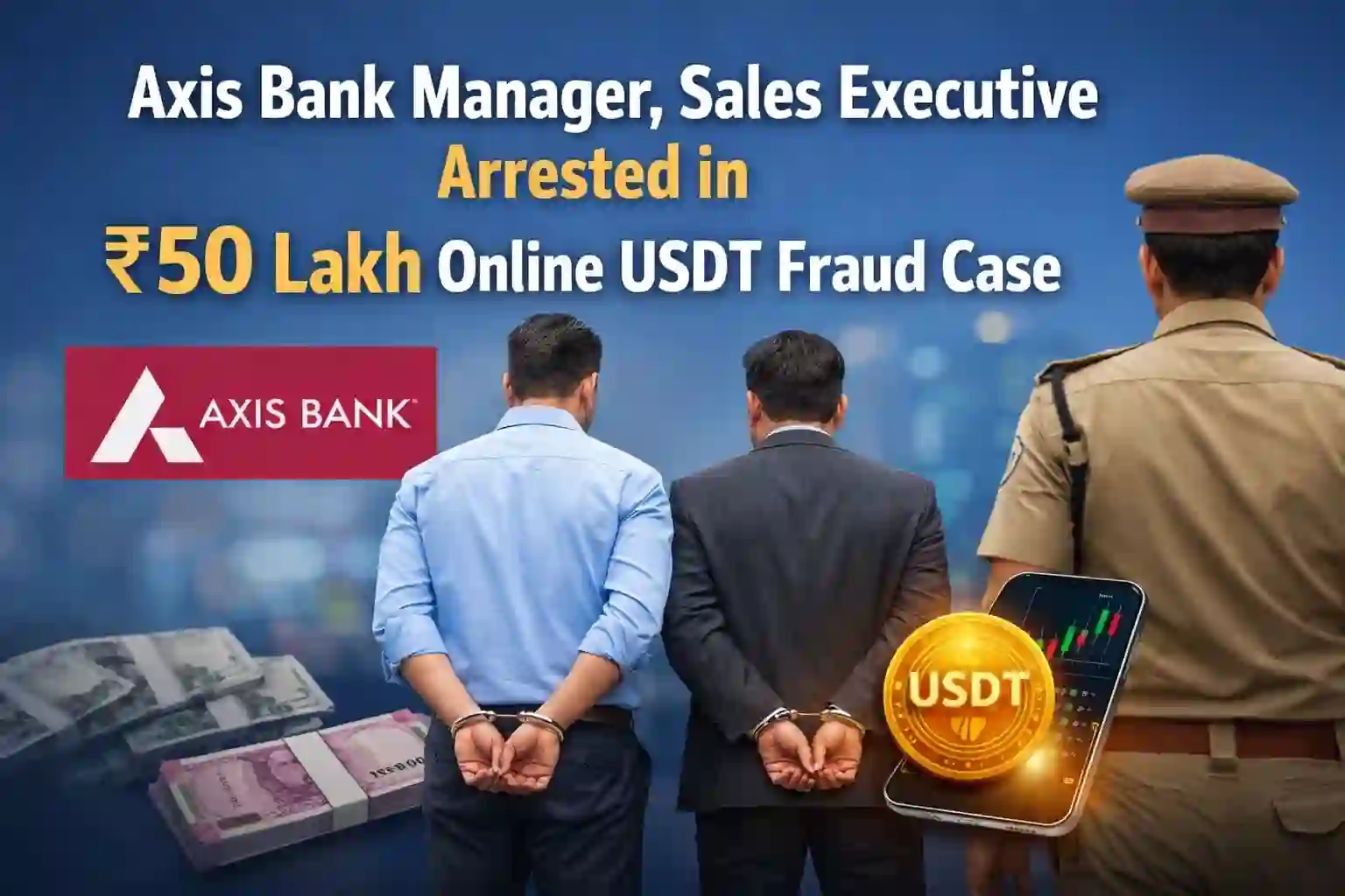 Axis Bank Manager, Sales Executive Arrested in ₹50 Lakh Online USDT Fraud Case