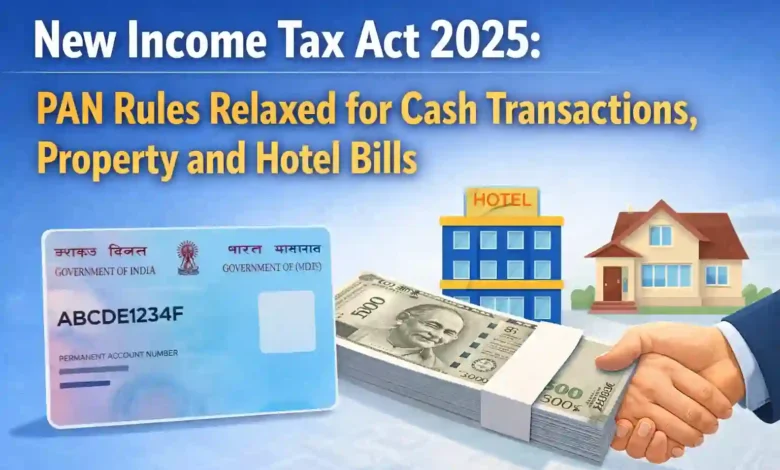 New Income Tax Act 2025: PAN Rules Relaxed for Cash Transactions, Property and Hotel Bills