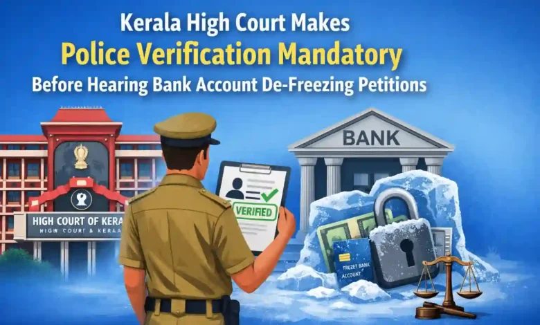 Kerala High Court Makes Police Verification Mandatory Before Hearing Bank Account De-Freezing Petitions