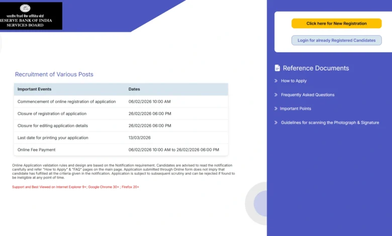 RBI Non CSG Recruitment 2026 Notification PDF Out for legal Officer, Manager & Assistant Manager Posts
