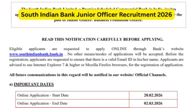 South Indian Bank (SIB) Recruitment 2026 Notification Released for Junior Officer Post