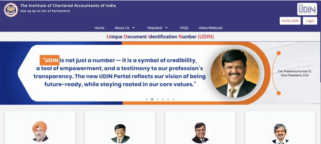 ICAI UDIN Verification Website