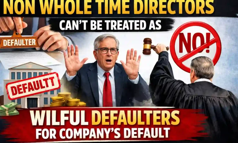 Non whole time directors can't be treated as wilful defaulters for default by company