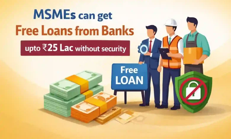 MSMEs can get Free Loans from Banks upto Rs.25 Lac without security