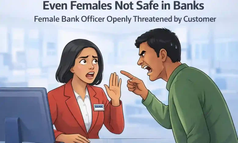 Even Females not safe in Banks, Female Bank Officer openly threatened by Customer