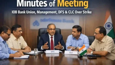 Minutes of meeting between IOB Bank Union, Management, DFS and CLC over Strike