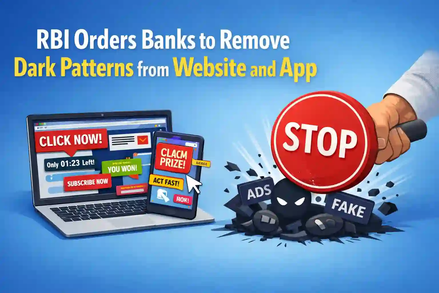 RBI orders Banks to remove Dark Patterns from Website and App