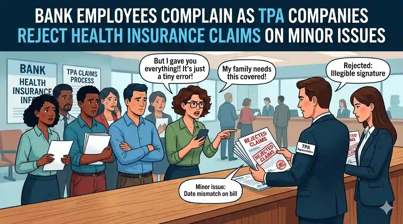 Bank Employees Complain as TPA Companies Reject Health Insurance Claims on Minor Issues