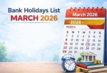 Bank Holidays List March 2026