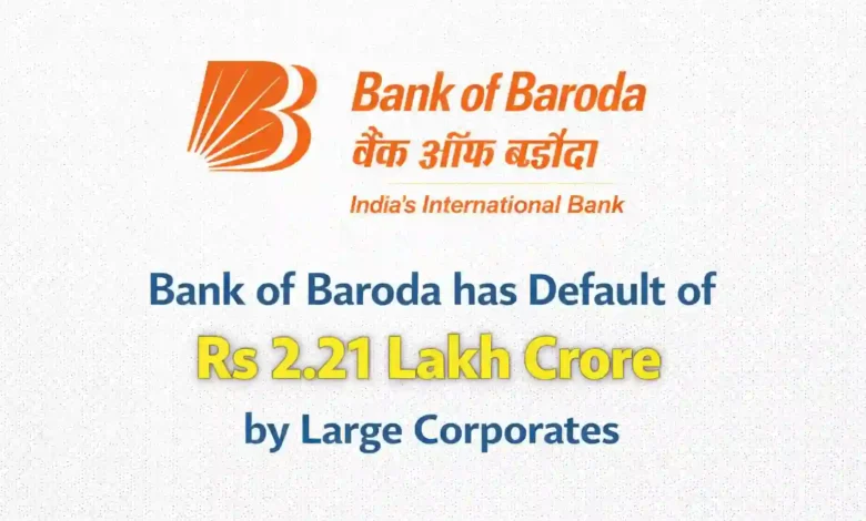 Bank of Baroda has default of Rs 2.21 Lakh Crore by Large Corporates