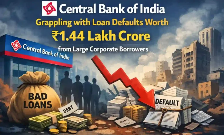 Central Bank of India grappling with loan defaults worth Rs 1.44 lakh crore from large corporate borrowers