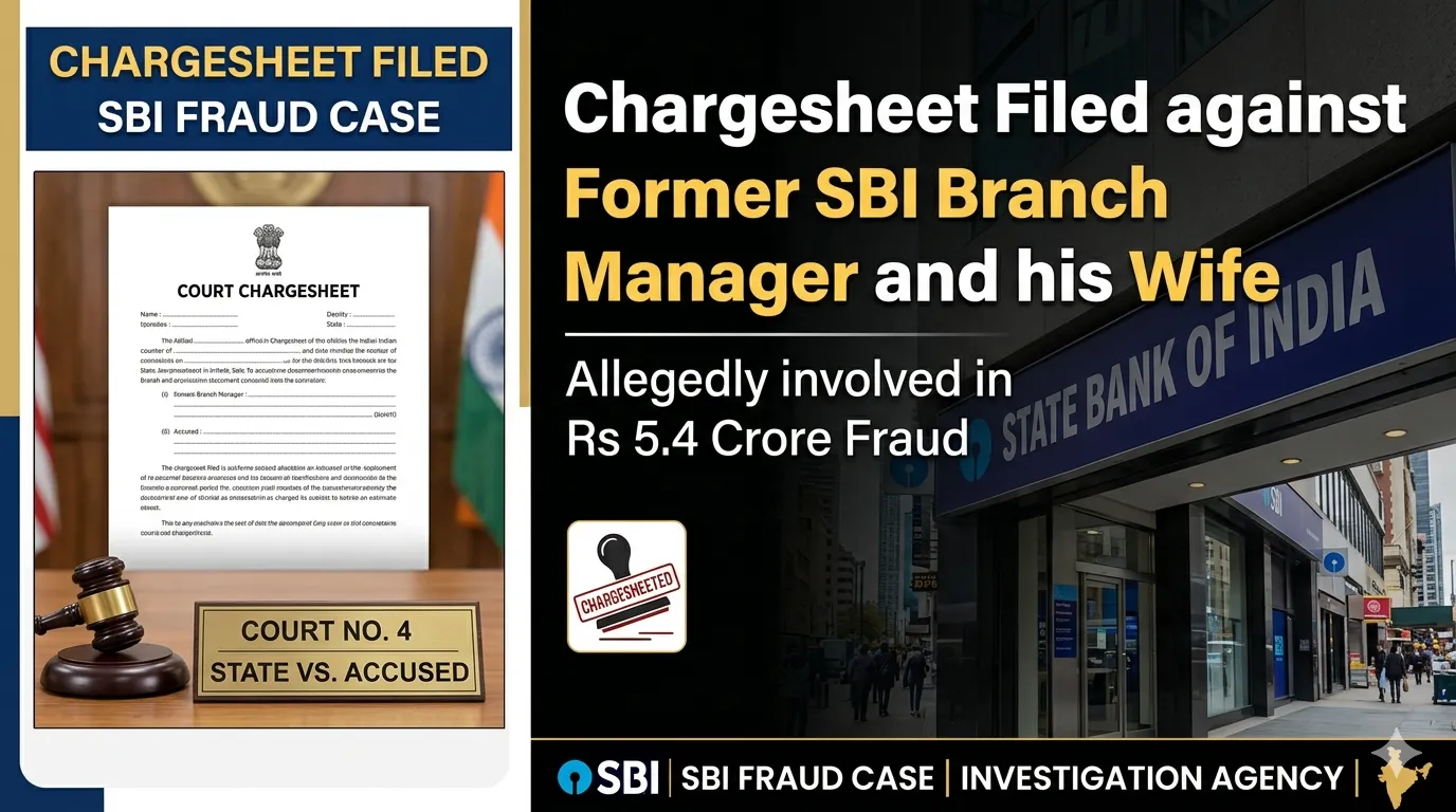 Chargesheet filed against Former SBI Branch Manager and his Wife in Rs 5.4 crore Fraud