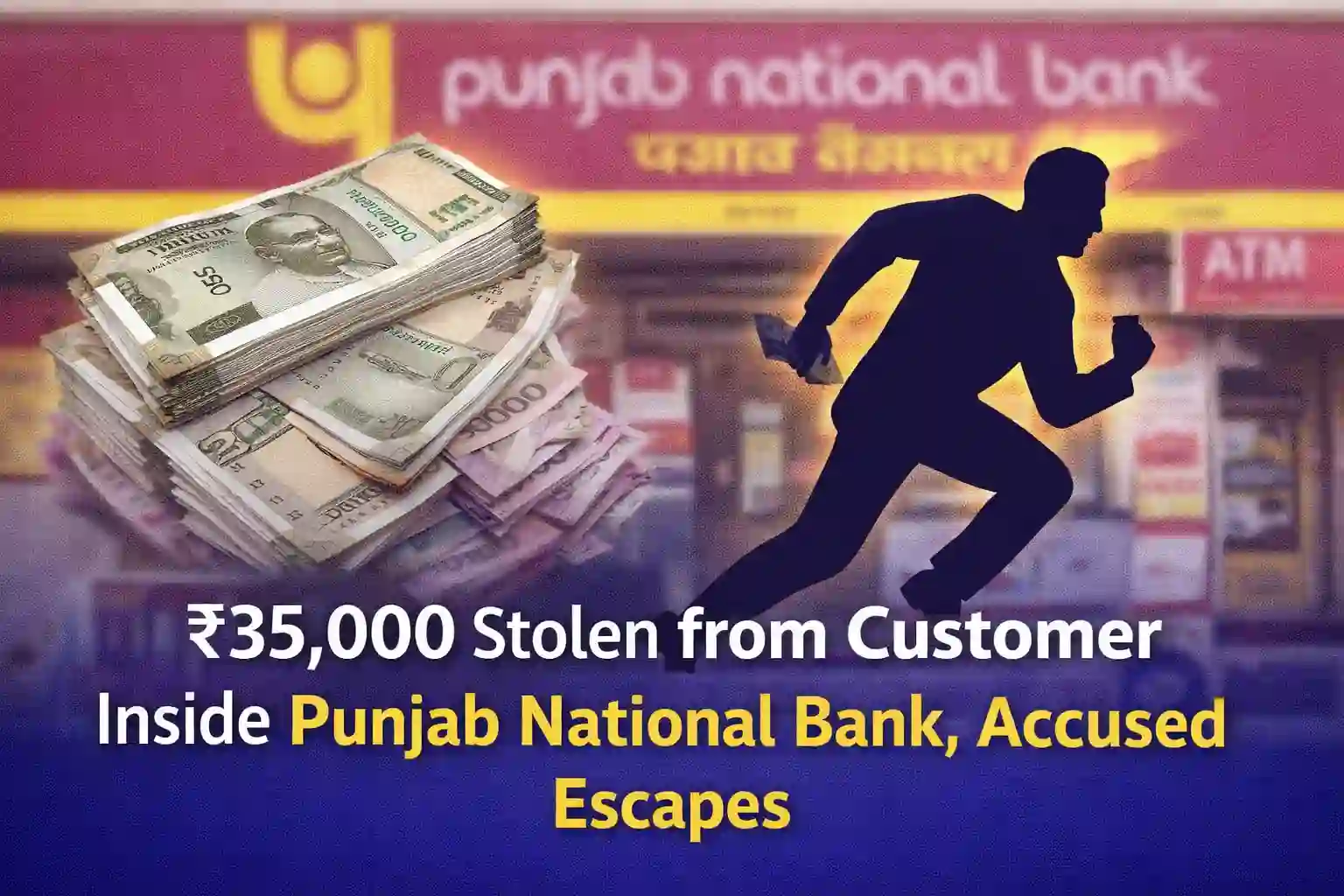 ₹35,000 Stolen from Customer Inside Punjab National Bank, Accused Escapes