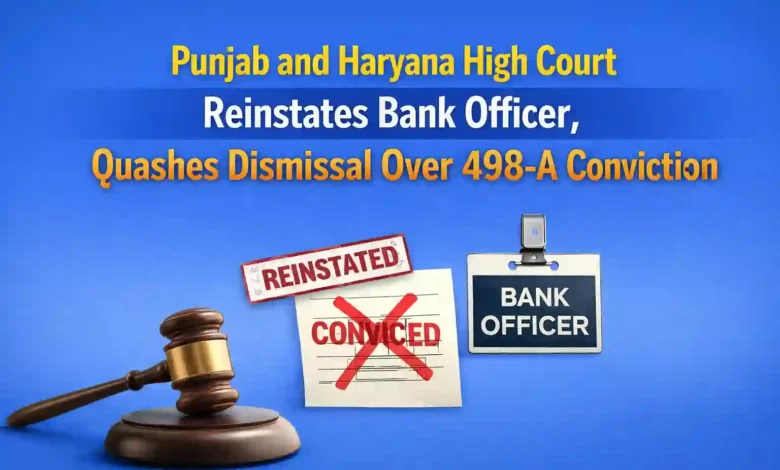 Punjab and Haryana High Court Reinstates Bank Officer, Quashes Dismissal Over 498-A Conviction