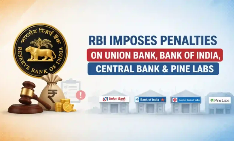 RBI Imposes Penalties on Union Bank, Bank of India, Central Bank and Pine Labs