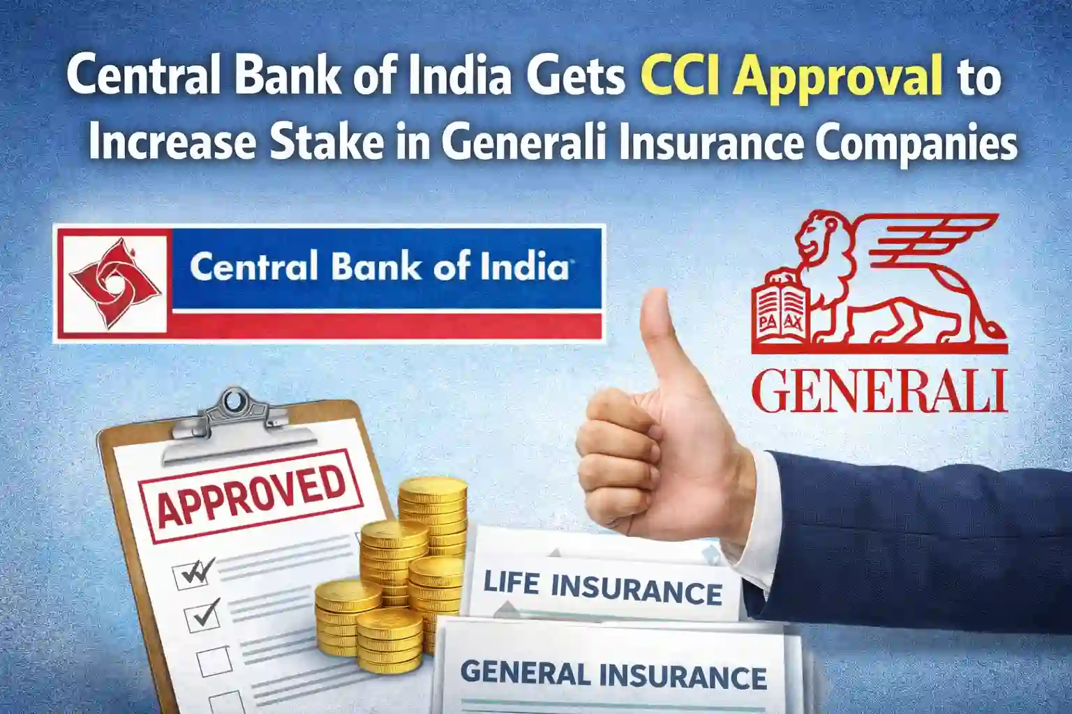 Central Bank of India Gets CCI Approval to Increase Stake in Generali Insurance Firms