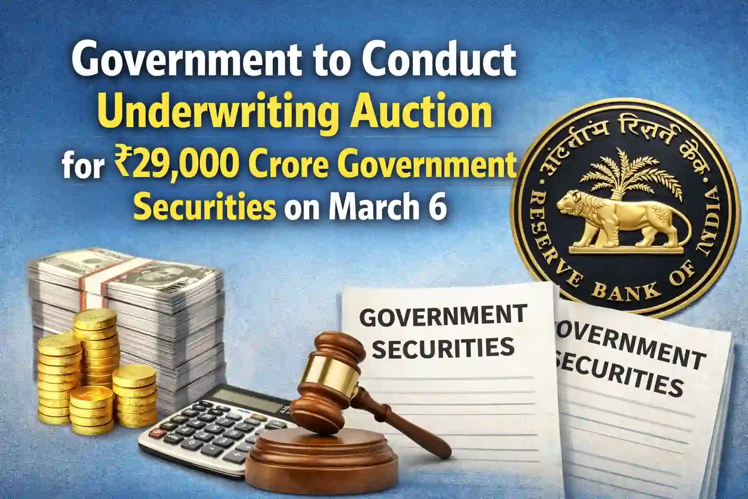 Government to Conduct Underwriting Auction for ₹29,000 Crore Government Securities on March 6