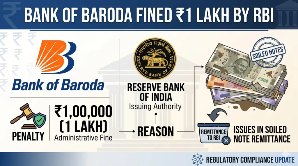 Bank of Baroda Fined Rs. 1 Lakh by RBI for Soiled Note Remittance Issue