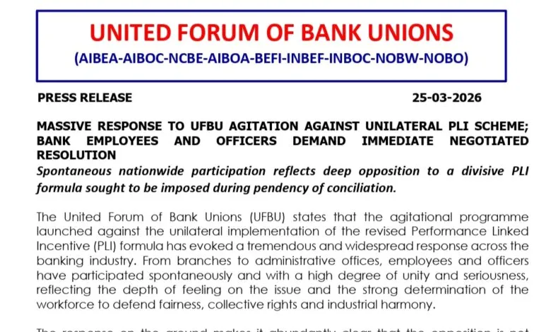 Bank Unions Protest Against New PLI Scheme, Read new Press Release by UFBU