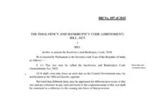 The Insolvency and Bankruptcy Code (Amendment) Bill 2025