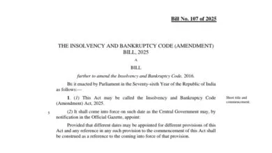 The Insolvency and Bankruptcy Code (Amendment) Bill 2025
