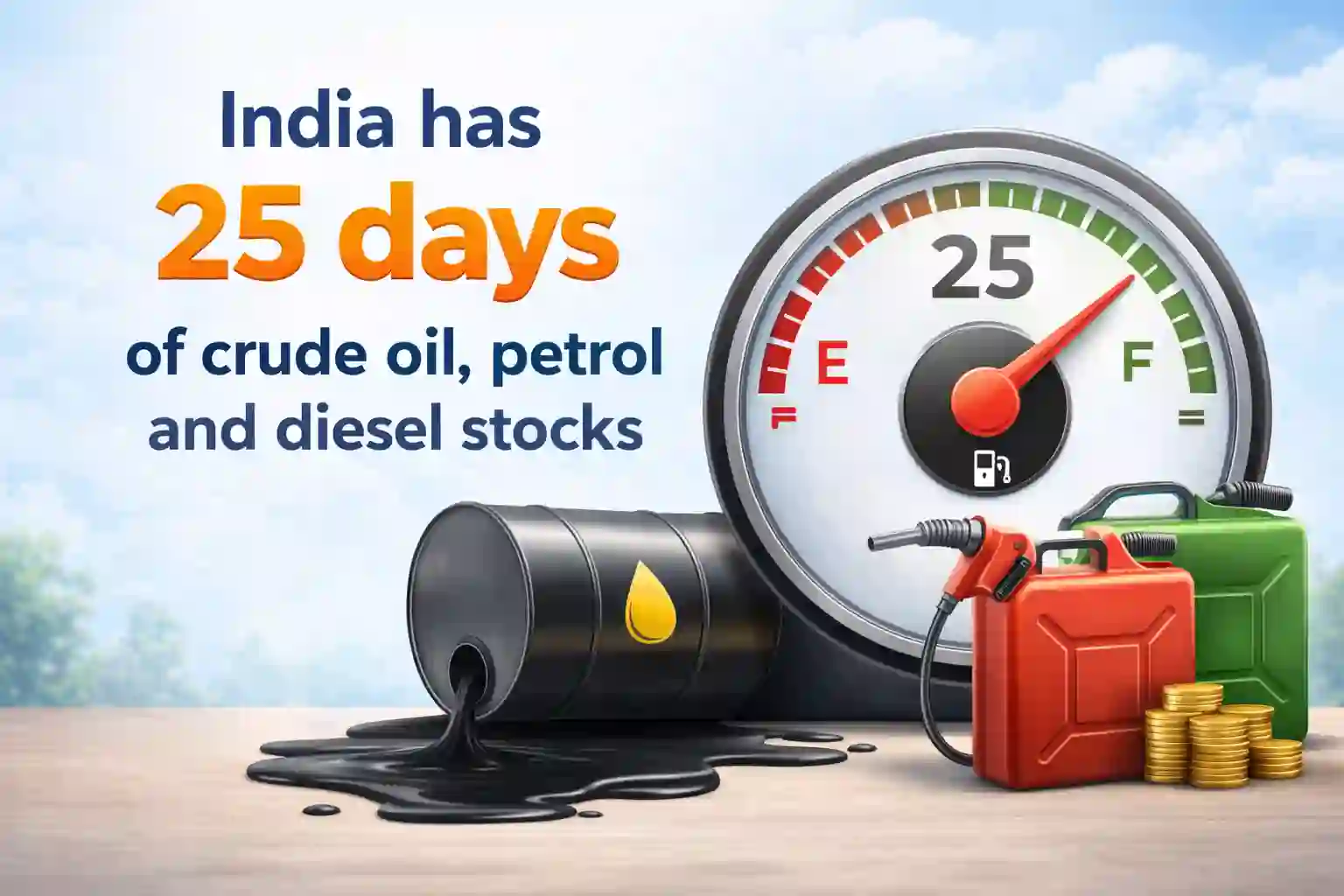 India has 25 days of crude oil, petrol and diesel stocks