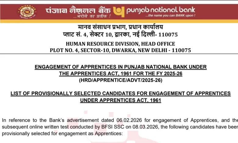 PNB Apprentice Result 2026 Out