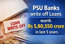 PSU Banks write off Loans worth Rs 5,80,550 crore in last 5 years