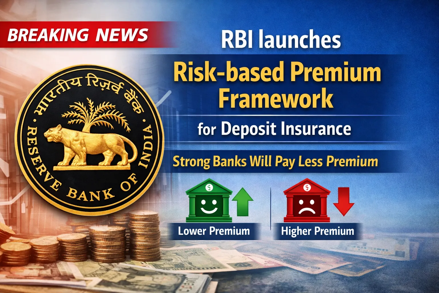 RBI launches Risk-based Premium Framework for Deposit Insurance, Strong Banks will pay Less Premium