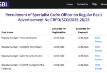 SBI Vacancy released for Deputy Manager IT Security, Cyber Security and other posts