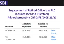 SBI vacancy released for FLC Counsellor and FLC Director