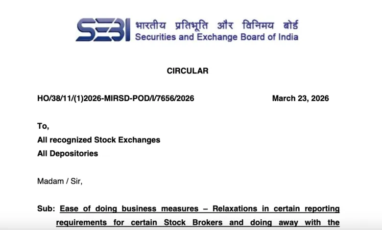 SEBI Relaxes Reporting Rules for Stock Brokers to Improve Ease of Doing Business