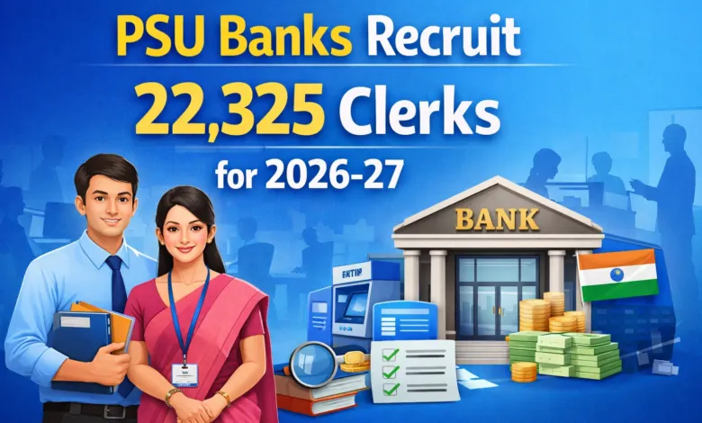 PSU Banks recruit 22,325 Clerks for 2026-27: State Wise Vacancies