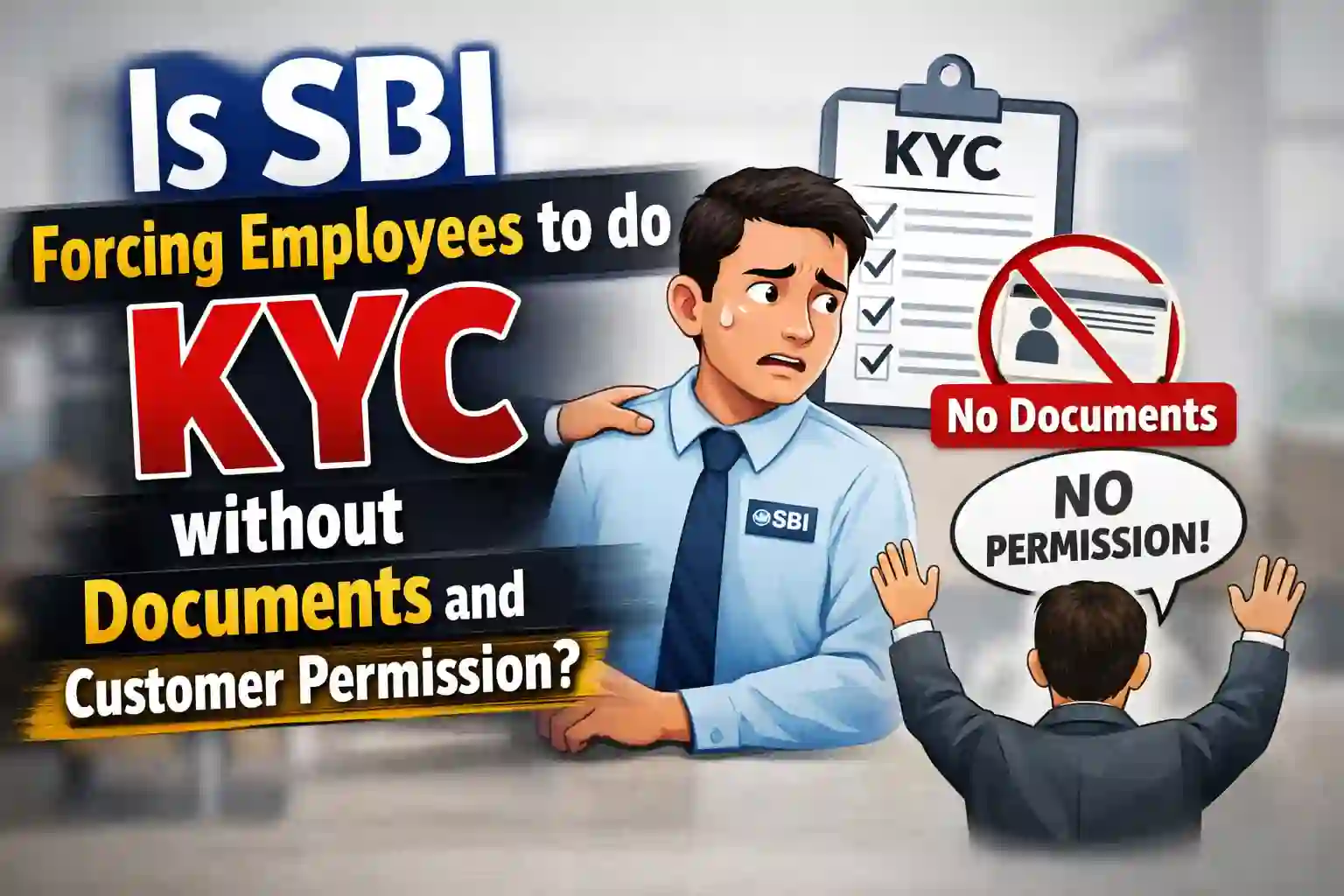 Is SBI forcing employees to do KYC without Documents and Customer Permission?