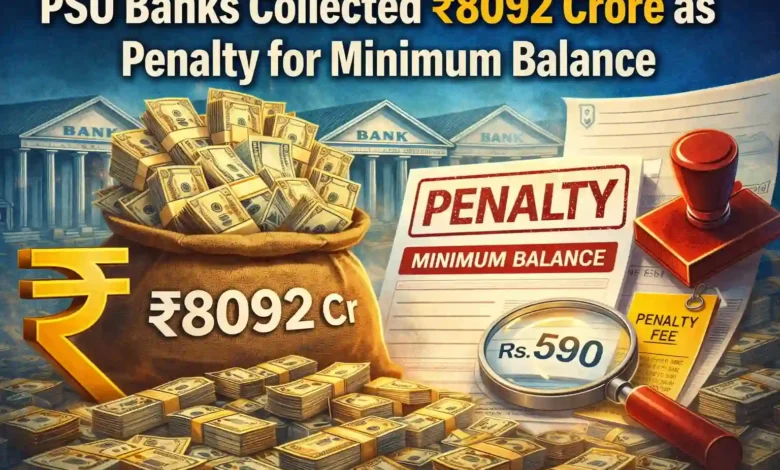 PSU Banks collected Rs.8092 crore as Penalty for Minimum Balance