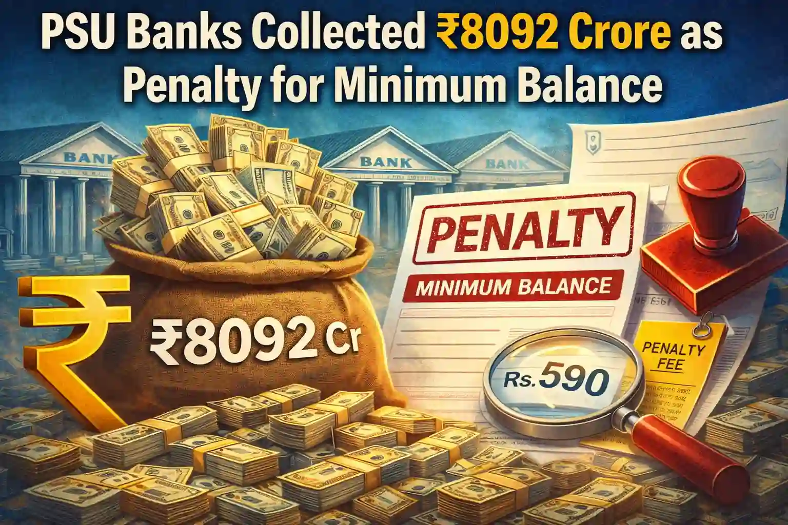 PSU Banks collected Rs.8092 crore as Penalty for Minimum Balance