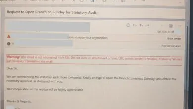 Auditor requests branch head to open branch on Sunday to complete audit