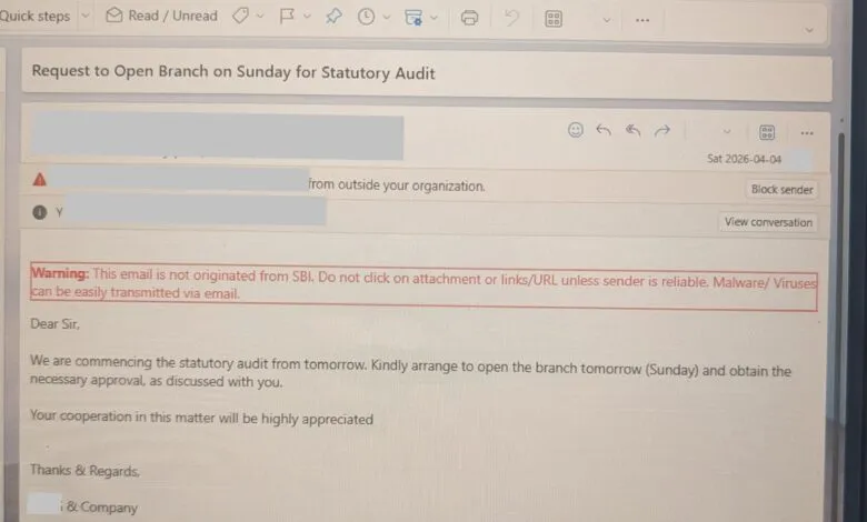 Auditor requests branch head to open branch on Sunday to complete audit