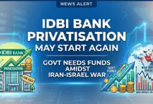 Create simple featured image with simple background 1200*675: IDBI Bank Privatisation may start again; Govt needs funds amidst Iran Israel War