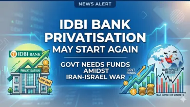 Create simple featured image with simple background 1200*675: IDBI Bank Privatisation may start again; Govt needs funds amidst Iran Israel War