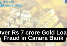 Over Rs 7 crore Gold Loan Fraud in Canara Bank