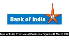 Bank of India Provisional Business Figures 31 March 2026