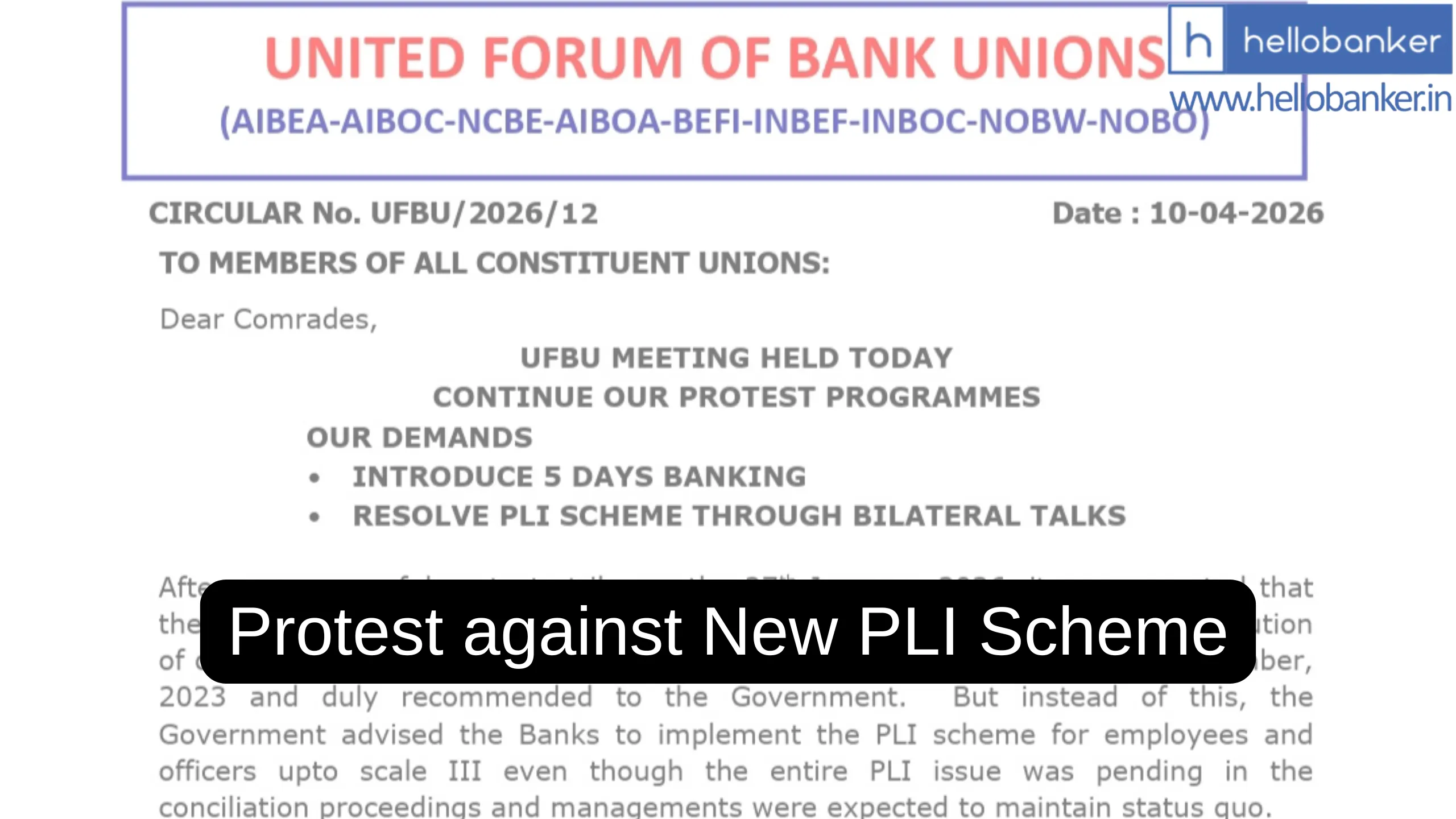Protest Continues: UFBU announces Agitation against new PLI scheme