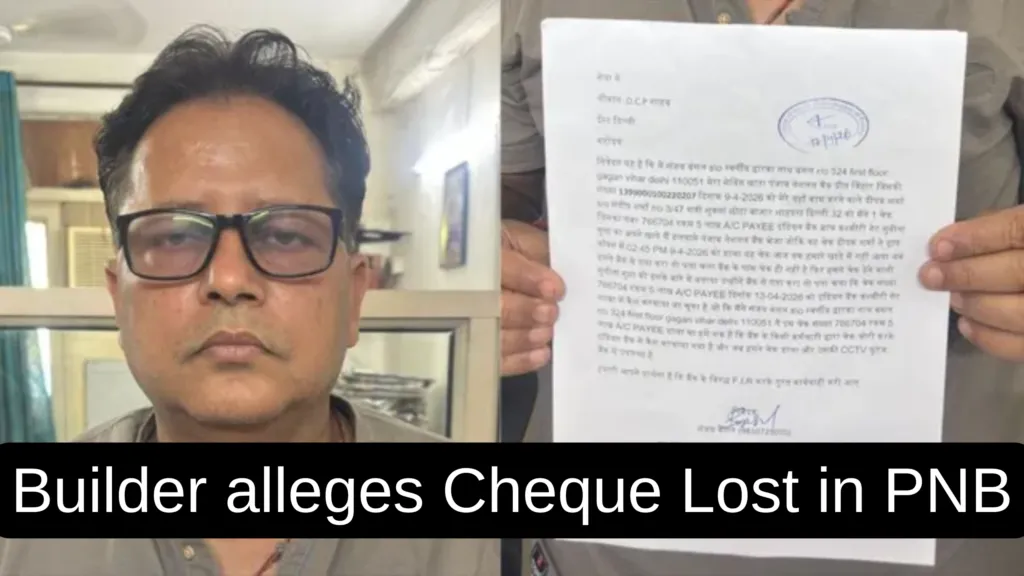 Builder alleges Cheque Lost in PNB Delhi Branch and cash withdrawn Fraudulently