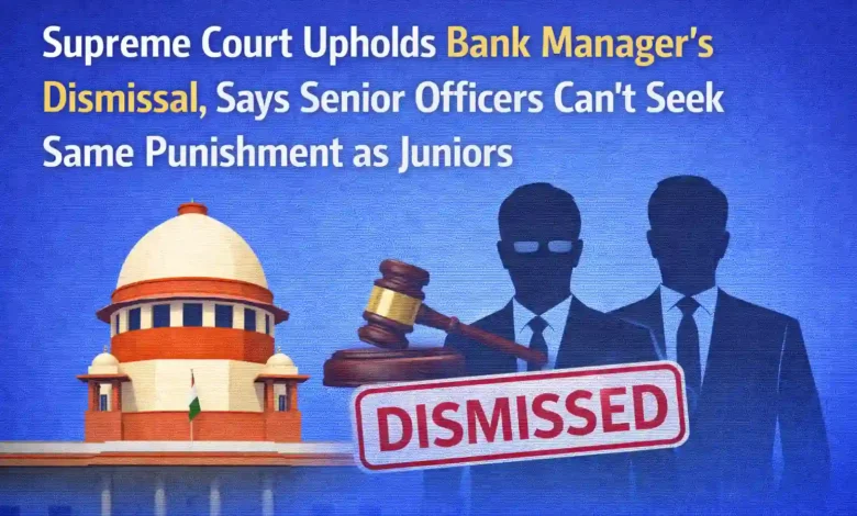 Supreme Court Upholds Bank Manager’s Dismissal, Says Senior Officers Can’t Seek Same Punishment as Juniors